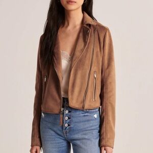 Women's Suede Moto Jacket - Brown